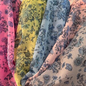 Floral Sheer Organza Fabric &quot;Sweet nectar&quot; by the Yard, floral Organza fabric, lightweight sheer fabric, Bridal organza, Maxi material