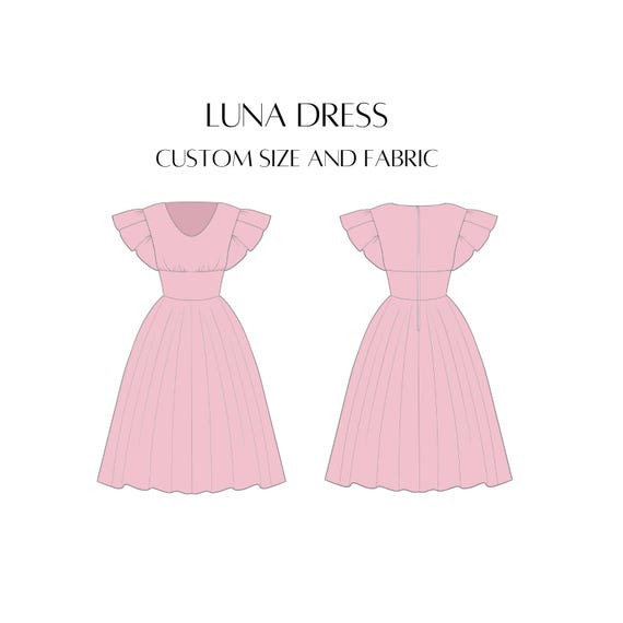 NEW! LUNA DRESS made to order Dress, cutom size and fabric, 1950s Dress, vintage Dress, party Dress, plus size clothing, retro DRESS