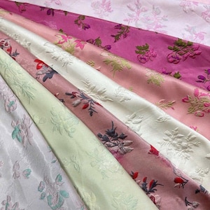 Colorful Embossed Floral Taffeta Fabric – Lilac Pattern | Lightweight Summer Dressmaking Fabric by Yard, Custom Dress, Event, Wedding, Decor