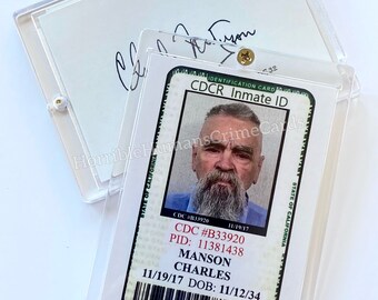 Charles Manson Collector’s Case With Replica Inmate ID Crime Card
