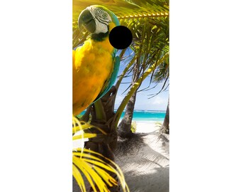 Parrot Cornhole Board Decals Combo v2/1 Tropical Island Beach CORNHOLE WRAPS 