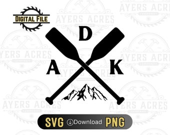 Adirondacks SVG, ADK SVG, Adk png, Adirondack png, Berg svg, berg åror korsade svg, bergskonst, digital fil, Lake Placid svg