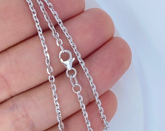 Solid 10K White Gold Cable Chain, ITALY Made, Highest Quality, Heavy Link Chain, Solid 10K White Gold, Ladies Mens Strong Daily Chain