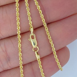 Solid 10K Gold Rope Chain 1.75mm, Genuine Gold Rope Chain, 10kt Gold Rope Chain, Ladies Gold Chain Gold Rope