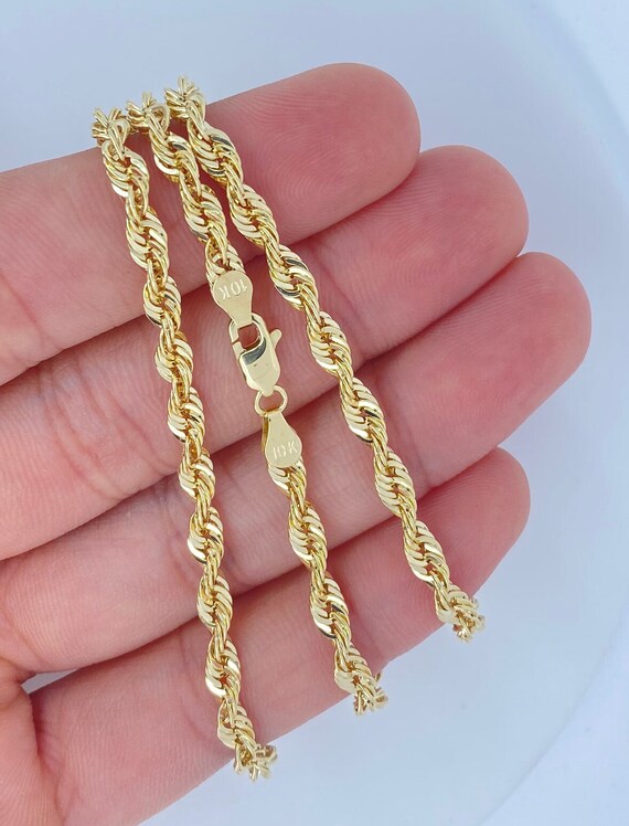 Solid 10K Gold Rope Chain 4mm 16inch 