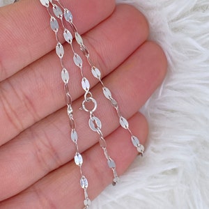 Solid 10K White Gold Sparkle Mirror Chain, Ladies Sparkling Mirror Chain Necklace, Lovely and Unique Design, Available in multiple lengths