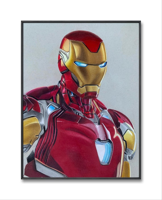 Lexica - Colored pencil sketch of Ironman with half of the face Tony Stark