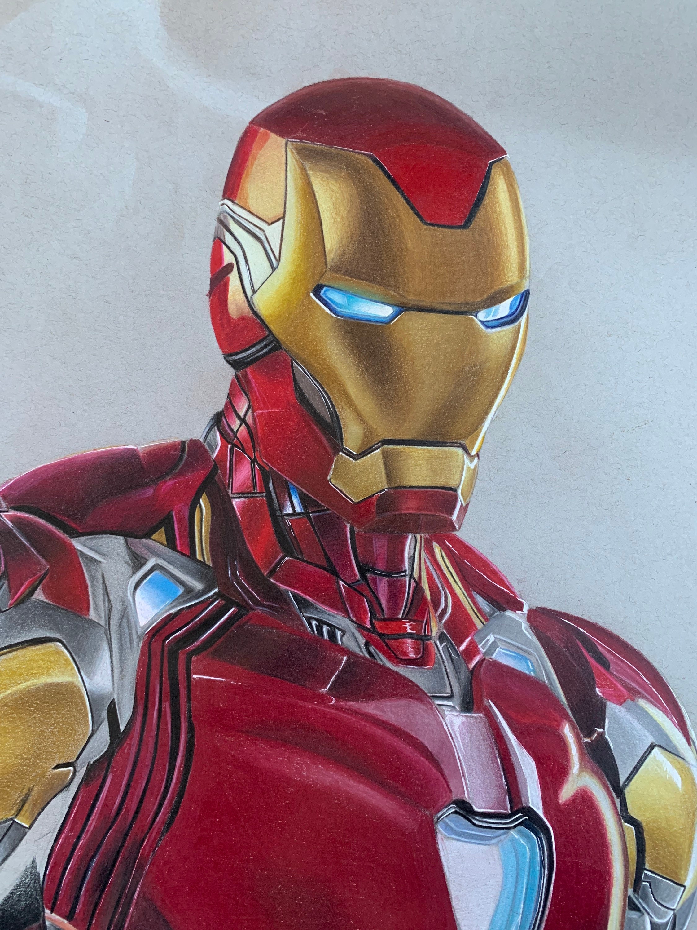 Dibujo original de Iron Man  x  cm - Etsy España