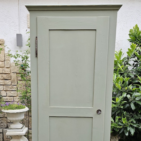 Antique cupboard softwood country house linen cupboard olive