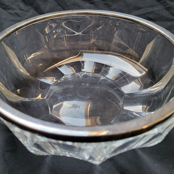 Silver sterling glass bowl crystal bowl glass bowl silver mount