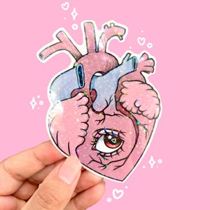 Heart Eye Glitter Vinyl Sticker