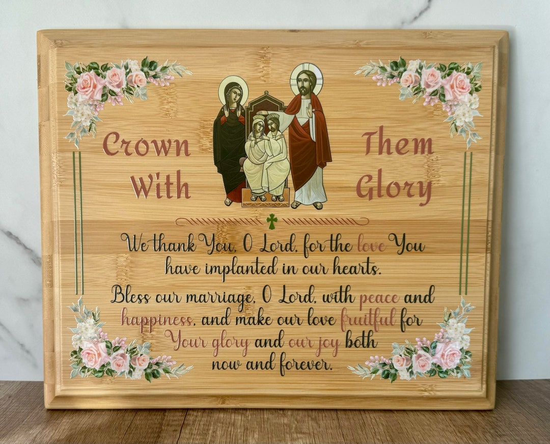 Orthodox Marriage Blessing Prayer Plaque With Coptic Icon