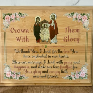 Orthodox Wedding Prayer Plaque - Marriage Blessing with Coptic Icon