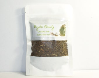 May include: A white pouch with a label that reads "Mystic Bounty Un-Hex Me Bath/Altar Mix". The pouch contains a brown herbal blend.