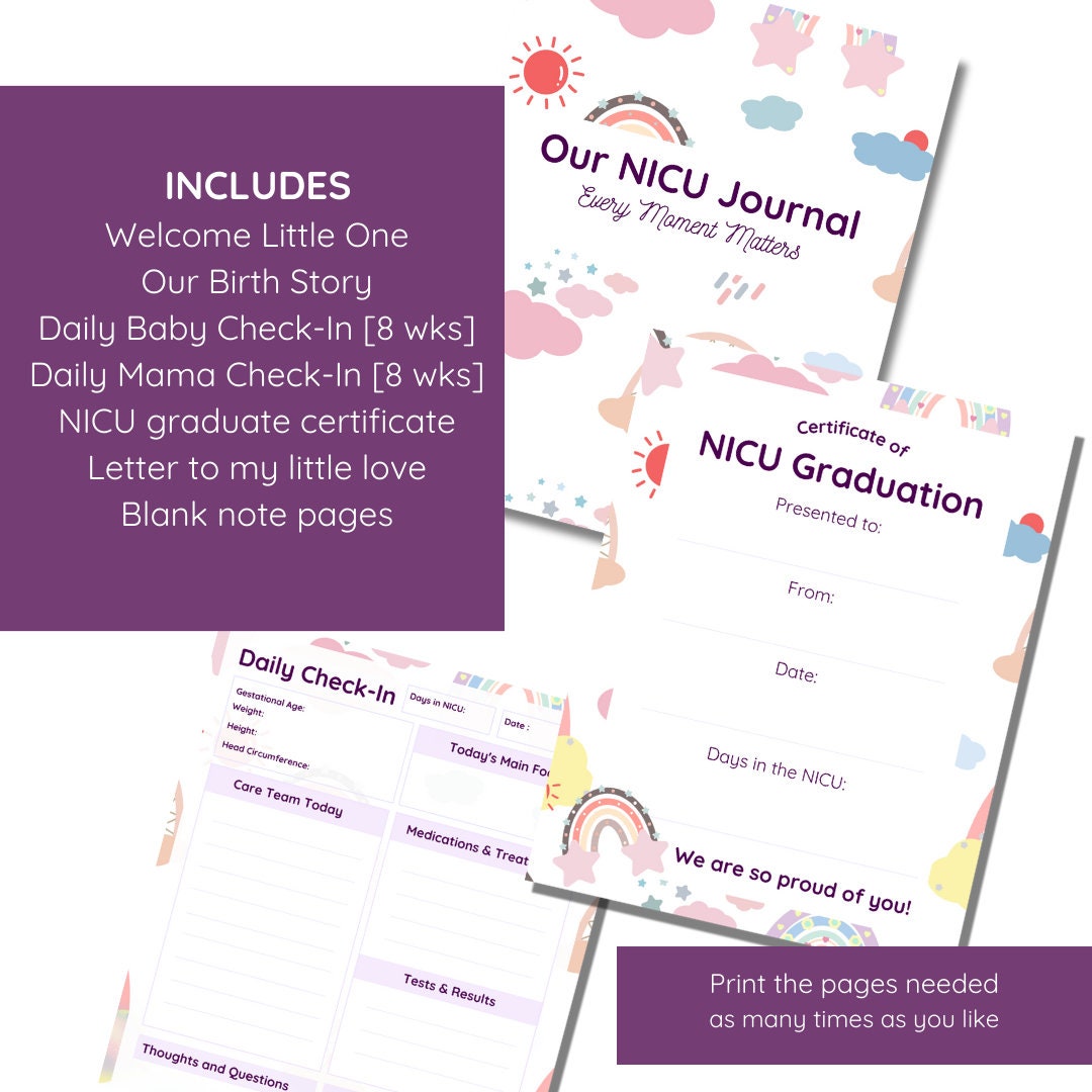 NICU Journal NICU Baby Gift Printable Download Nicu Baby Book Preemie