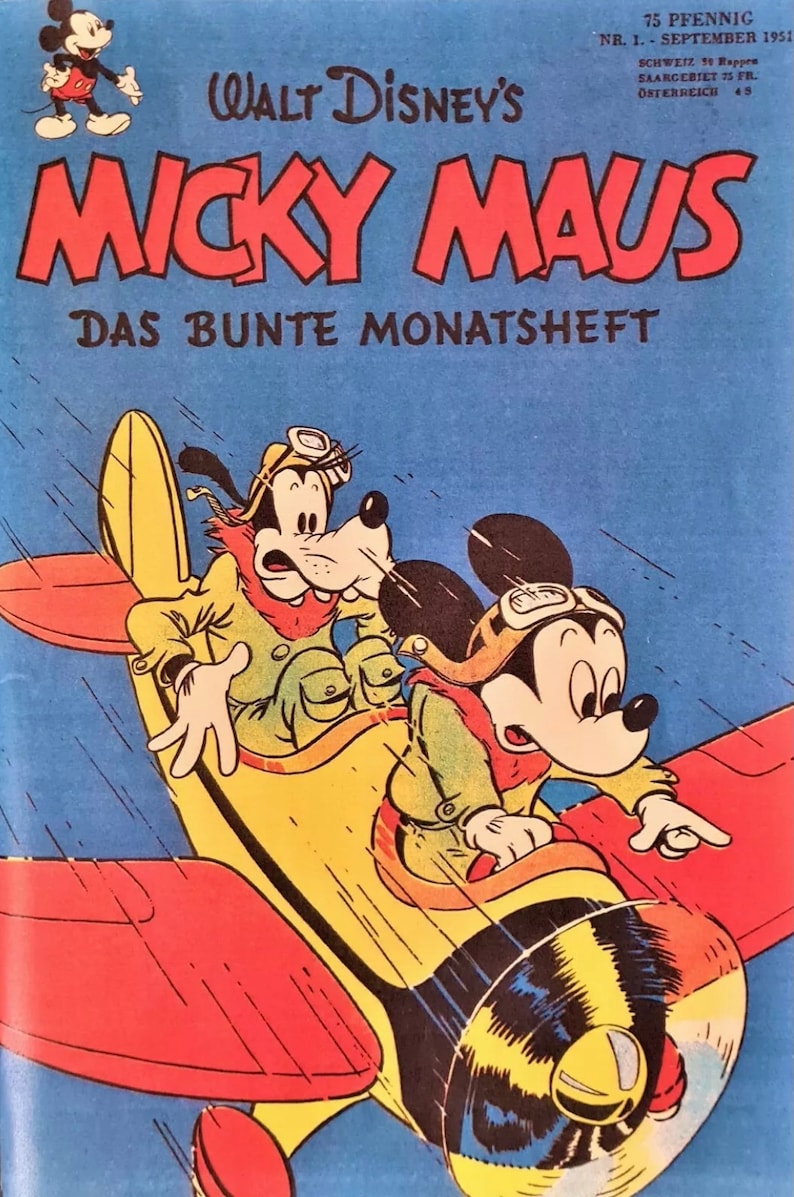 Micky Mouse stripboek nr. 1, originele eerste editie uit 1951, in uitstekende staat afbeelding 1