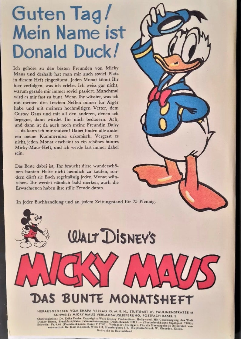 Micky Mouse stripboek nr. 1, originele eerste editie uit 1951, in uitstekende staat afbeelding 2