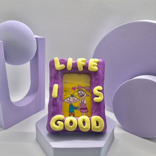 Purple and Yellow Mini Picture Frame - Life Is Good Design - 2x3 photos