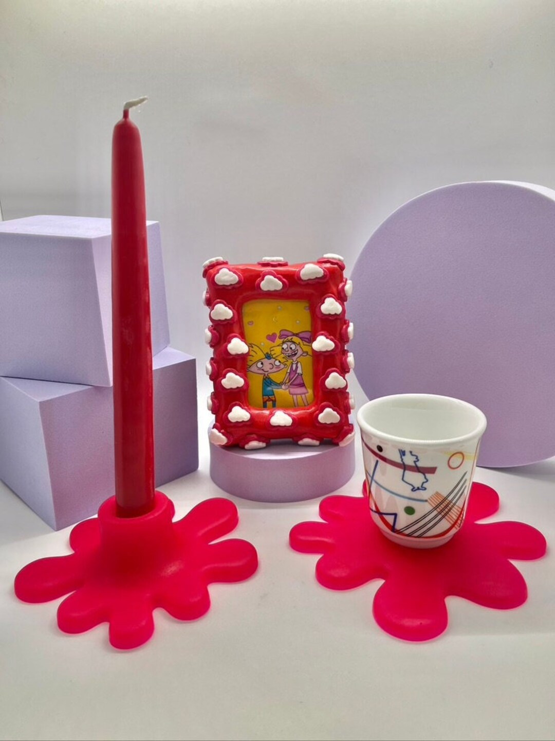 Bedside Table Accessories Set Pink/red Mini Picture Etsy