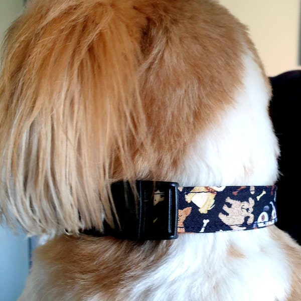 Dog collar. Give a dog a bone design. 27cm - 40cm