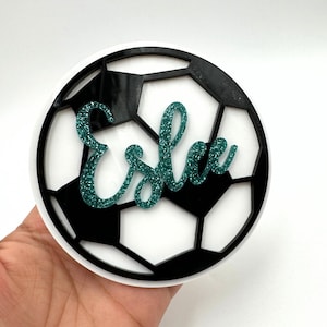 Glitter Acrylic Soccer Bag Tag: Personalized Sports Bogg Bag Identifier