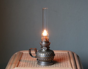 Bijzondere vintage olielampje, handlampje met lonthouder van Brökelmann, Jaeger & Busse, BJB