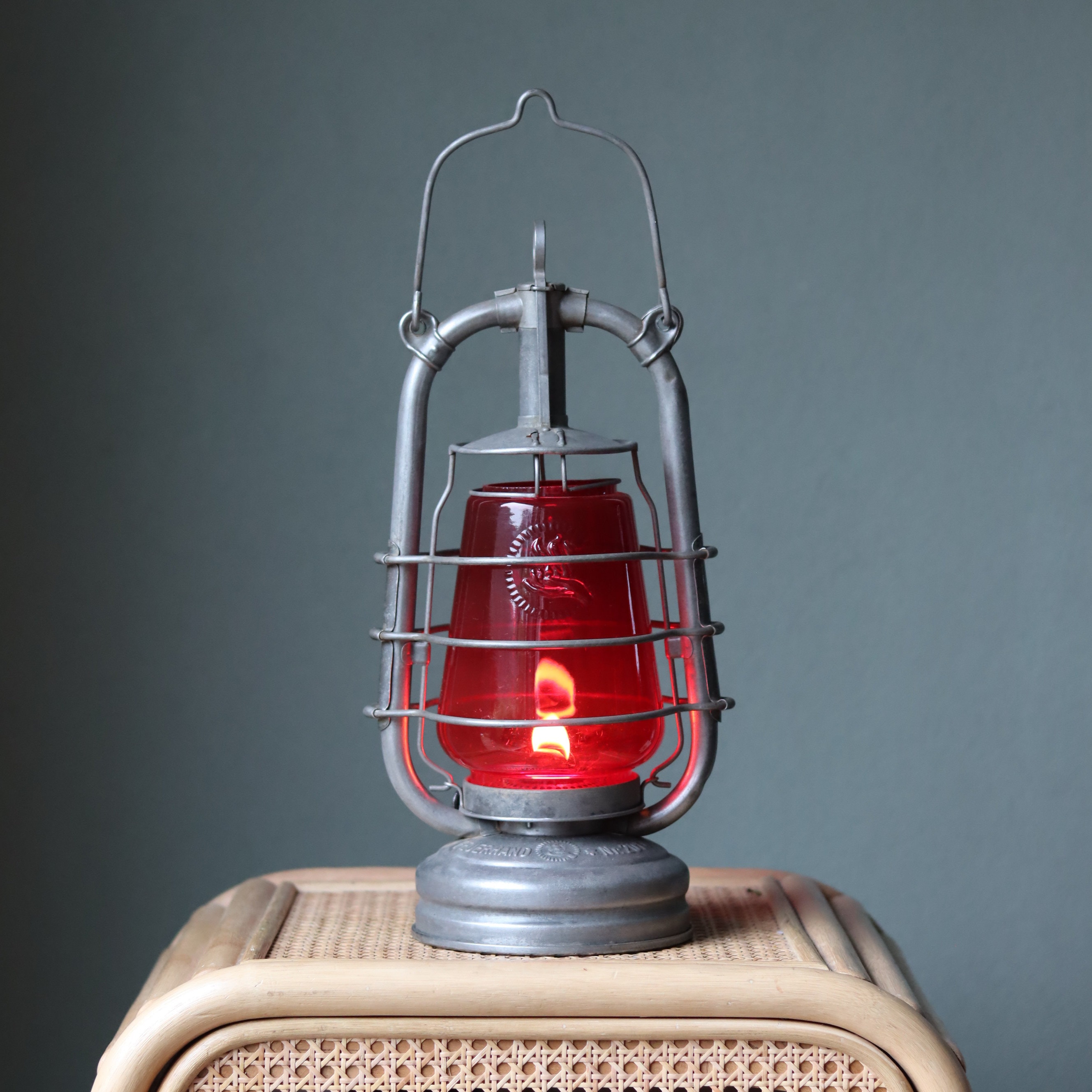 Special Feuerhand 201 Storm Lamp, Storm Lantern With Red Glass in