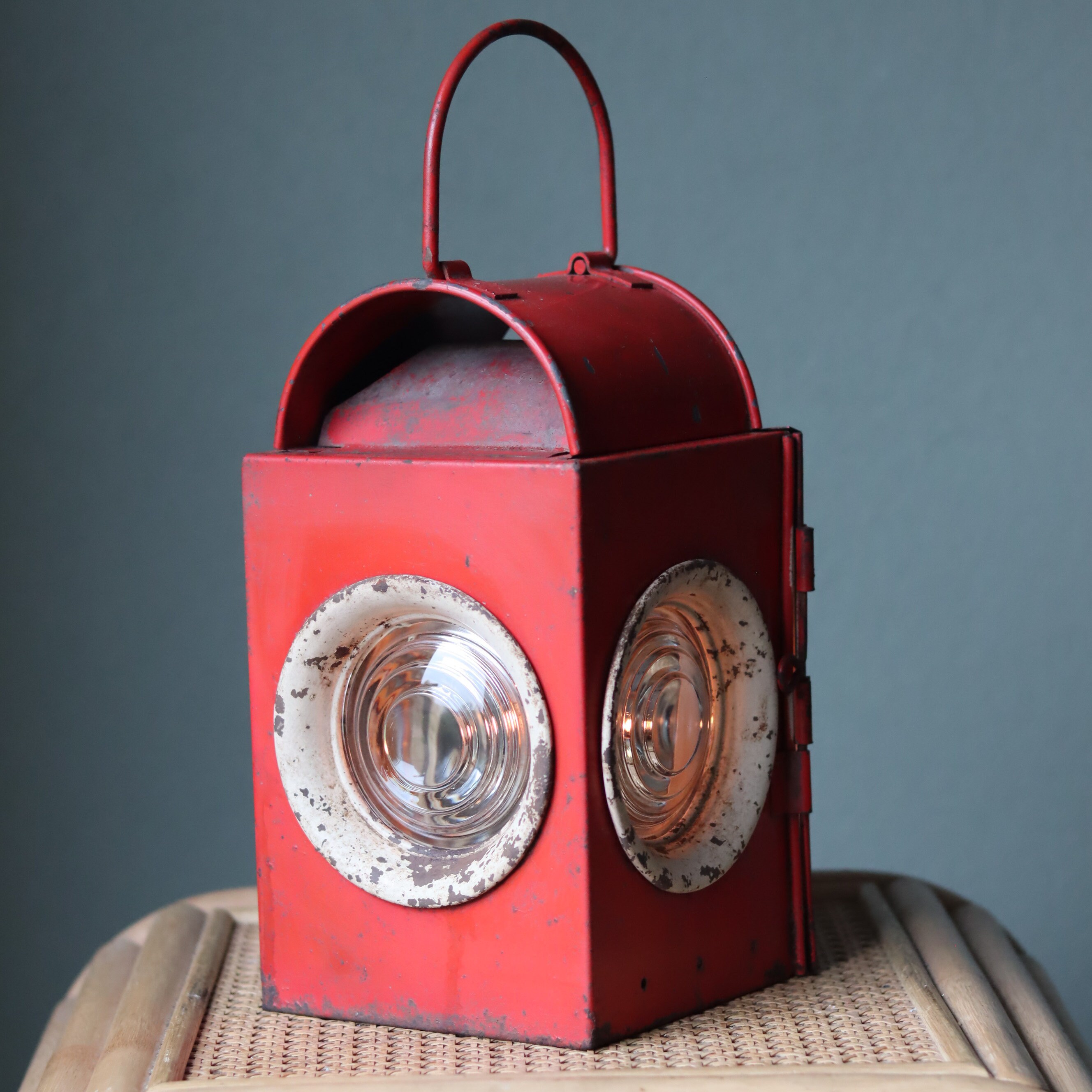 Lampe à pétrole ancienne – Verre bordeaux & laiton – Napoléon III🖤 - Antiquités