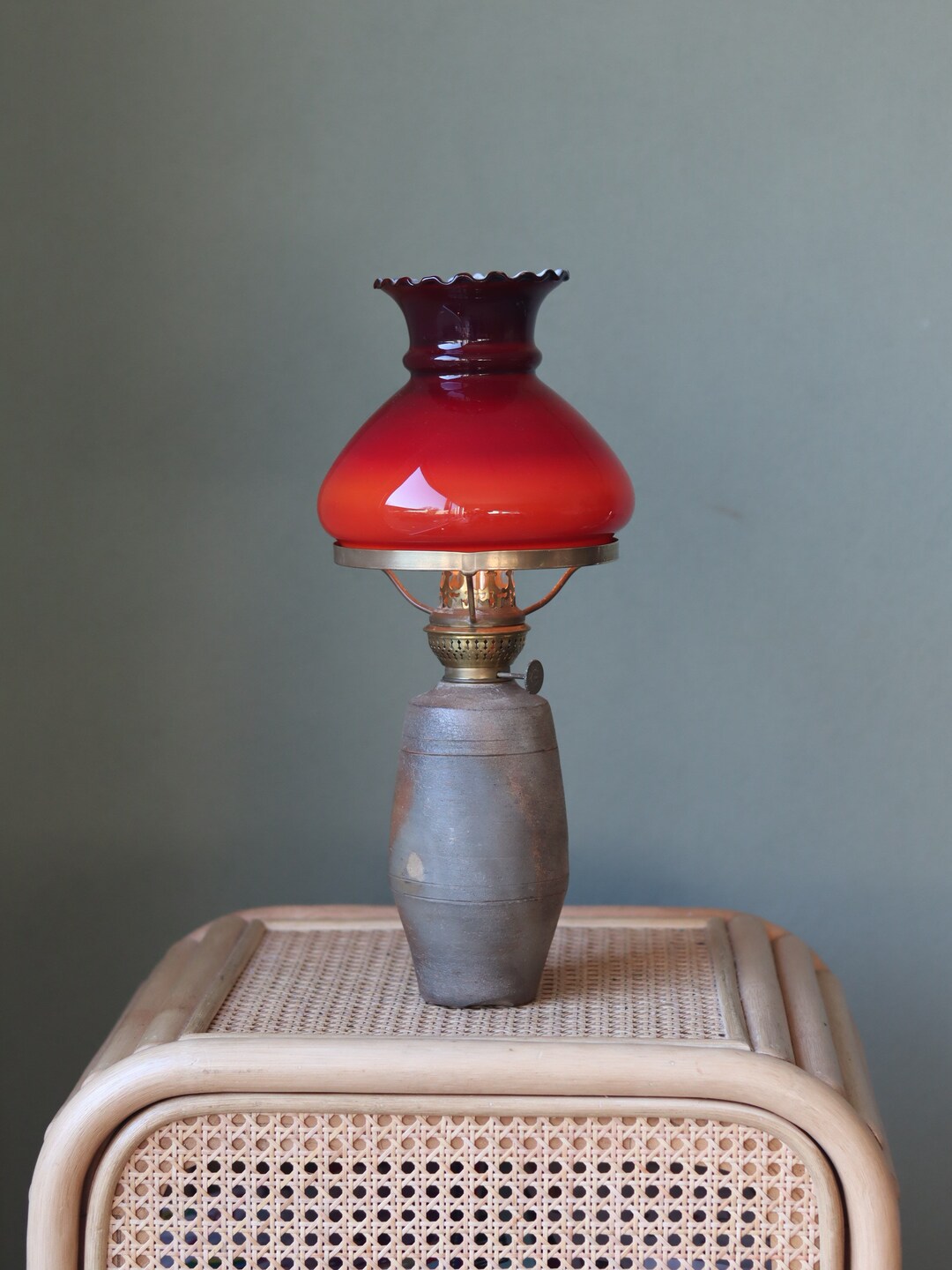 Fantastic and Unique Oil Lamp With a Base of Pottery and a Etsy
