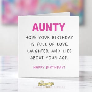 Funny Aunty Birthday Card, Lies About Your Age, Humorous Card for Aunt, Auntie birthday Card, Funny Greeting Card For Aunt, Card for her
