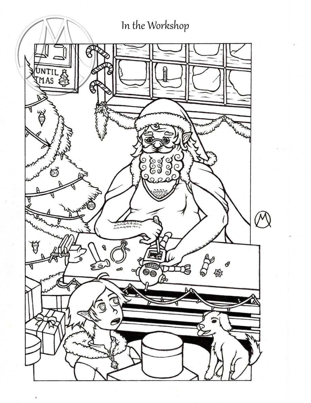 Santa's North Pole Workshop Coloring Page - Etsy