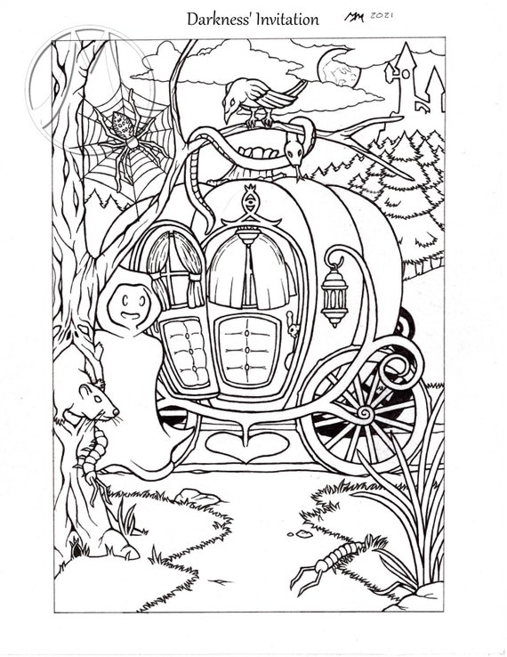 Halloween Pumpkin Carriage Coloring Page - Etsy Halloween Pumpkin Carriage Coloring Page - Etsy