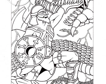 Viking Fantasy Warrior Coloring Page