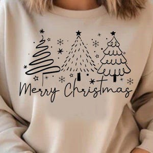 Merry Christmas Tree Hand Drawn T Shirt