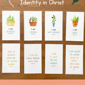 Christliche Affirmationskarten für Kinder Schriftbasierte Positive Affirmations-Wandkunst in Christus auf Glaubensbasis Biblische Vertrauenskarten Kinder