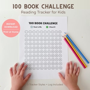 100 Book Challenge Printable for Kids Reading Tracker Chart Homeschool Reading Log Book Tracker Instant Download Early Reader Reward
