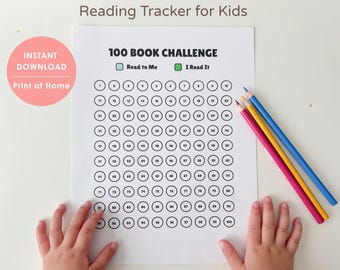 100 Book Challenge Printable for Kids Reading Tracker Chart Homeschool Reading Log Book Tracker Instant Download Early Reader Reward