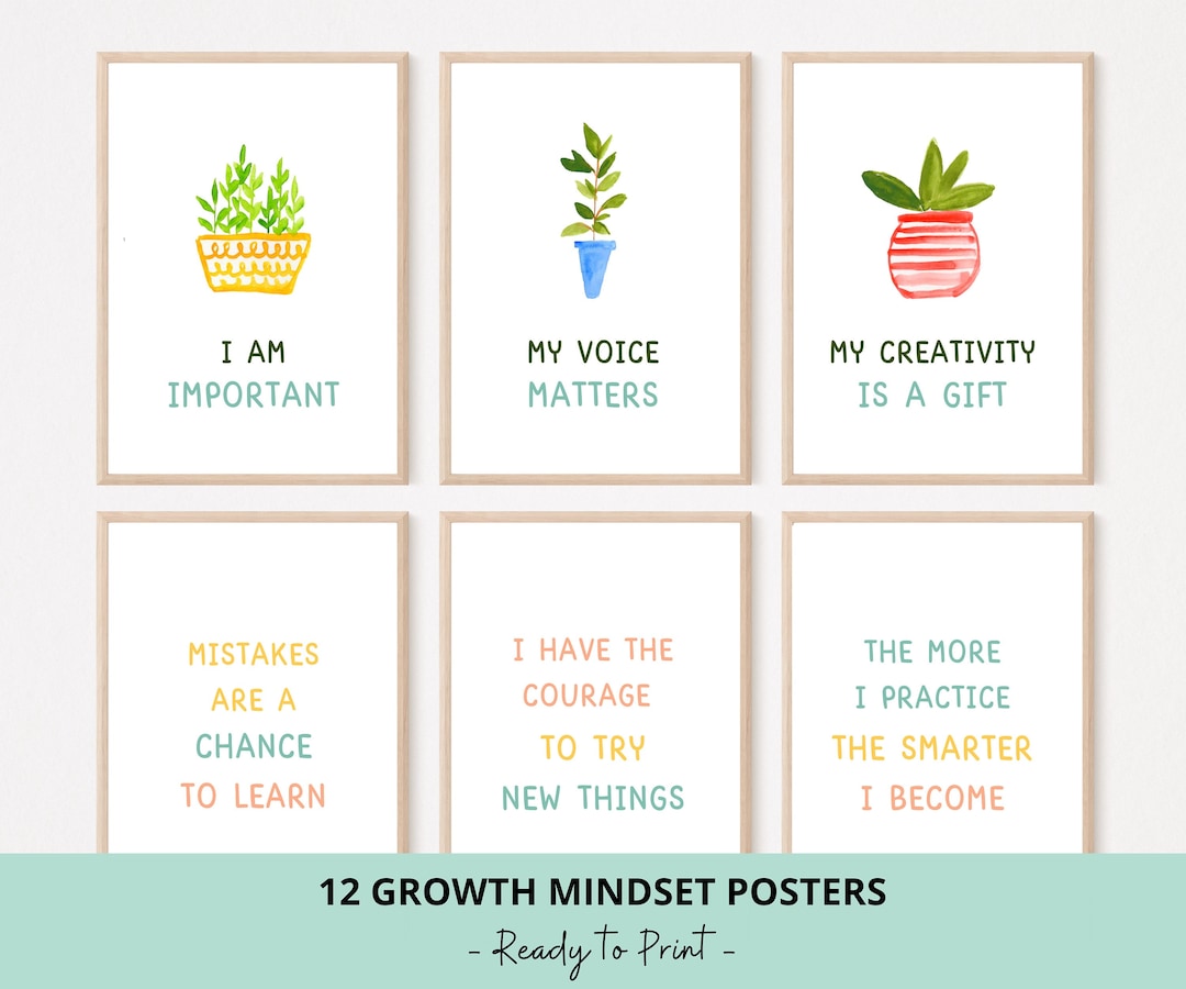 Classroom Decor Elementary Growth Mindset Affirmation for Kid Wall Art ...