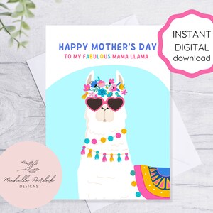 Lustige Muttertagskarte zum Ausdrucken von Tochter Mama Lama Karte Sofortiger digitaler Download fabelhafte Mama Coole Mama Karte für Mama Lama Mama