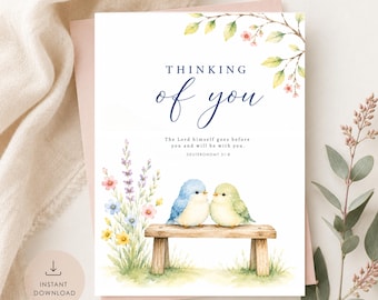 Thinking of You Card Christian Encouragement Card Printable Religious Sympathy Card Praying for You Greeting Card