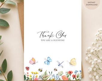 Printable Christian Thank You Card You for Women You are Blessing Card for Friend Thank You Bible Study Gift Faith Based Encouragement Note