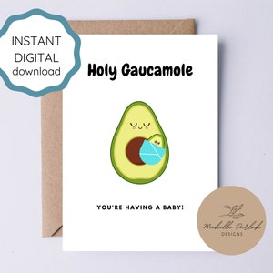 Tarjeta sagrada de guacamole para nueva mamá Tarjeta de baby shower con aguacate Felicitaciones esperando un nuevo bebé Niño Fiesta azul Tema Baby Shower Futura mamá