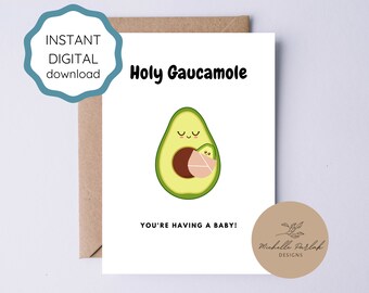 Holy Guacamole Card for New Mom Avocado Baby Shower Congratulations Expecting New Baby Fiesta  Mexican Theme Gender Neutral Baby Mom-to-Be