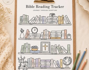 Printable Bible Reading Tracker Bookshelf Coloring Page Digital Download Christian Faith PDF Printable Bible Study Reading Challenge