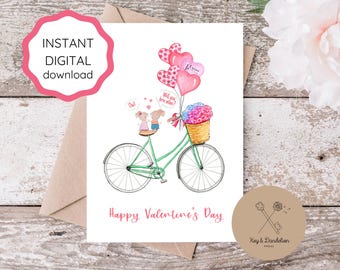Romantic Printable Valentine Card Will You Brie Mine Cheese Pun Valentine's Day Note for Him Cute Whimsical French Inspired Card for Her
