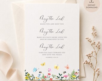 Christian Encouragement Card May the Lord Bless You Greeting Card Scripture Card Christian Sympathy Card Thinking of You Card Printable
