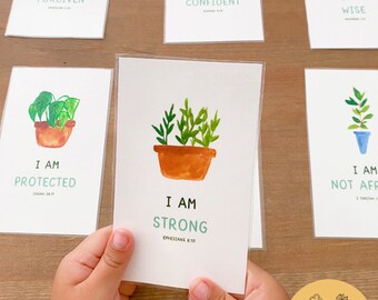 Christian Affirmations for Kids Bible Verse Scripture Cards Faith Based Encouragement Identity in Christ Confidence Cards for Children