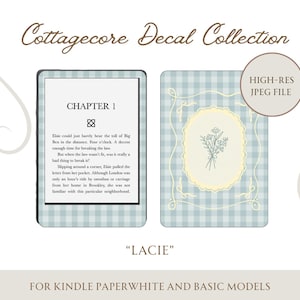 DIGITAL NEDLADDNING | Kindle-dekal för Kindle Basic och Paperwhite e-läsare | Cottagecore-kollektionen | Lacie