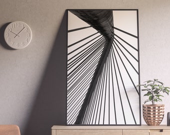 Downloadable Wall Art of Abstract Minimal Image - Zubizuri Bridge | Black and White Architecture Photography Print