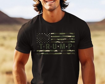 Trump Camo Shirt, Political Trump Shirt, Patriotic Republican Shirt, Patriotic Camo American Flag Trump Shirt Usa Flag Trump Hunting Shirt